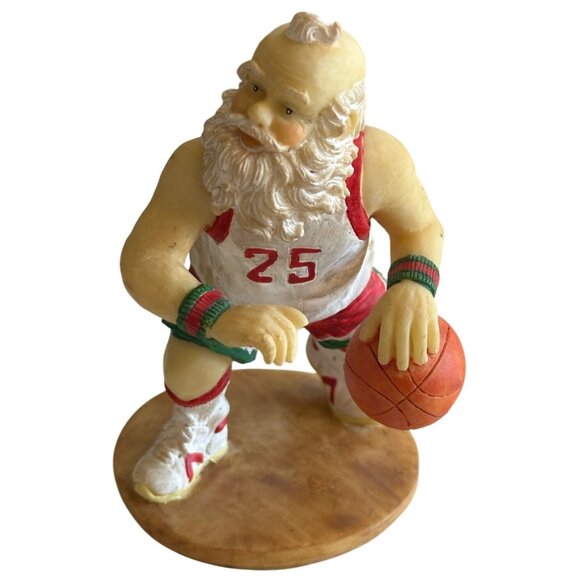 Santa Claus Playing Basketball Sports Holiday Ceramic Figurine 5" Tall (READ) - Picture 1 of 13